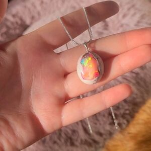 ***SOLD***Large Mexican Cantera Opal Sterling Silver Necklace